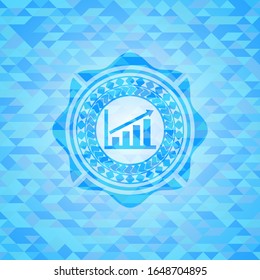 growth chart icon inside realistic light blue mosaic emblem