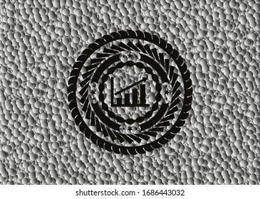 growth chart icon inside realistic dark emblem with grey bubbles background. Vector Illustration. Detailed.