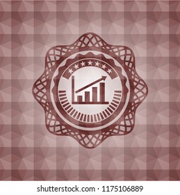 growth chart icon inside red geometric emblem. Seamless.