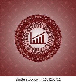 growth chart icon inside red emblem