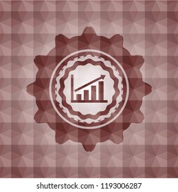 growth chart icon inside red geometric emblem. Seamless.