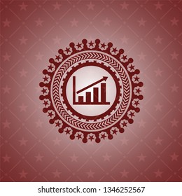 growth chart icon inside red icon or emblem