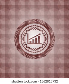 growth chart icon inside red seamless geometric badge.