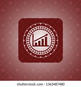 growth chart icon inside red emblem. Vintage.