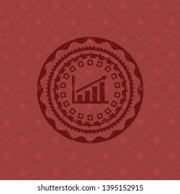 growth chart icon inside red icon or emblem