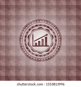 growth chart icon inside red badge with geometric pattern. Seamless.
