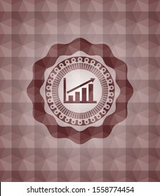 growth chart icon inside red geometric badge. Seamless.