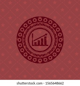 growth chart icon inside red emblem. Vintage.
