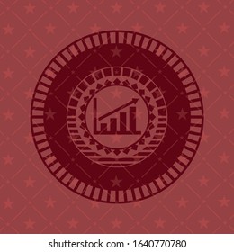 growth chart icon inside red emblem. Retro
