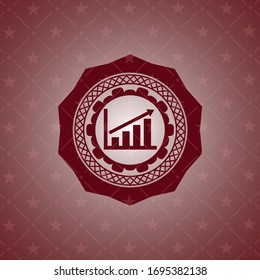 growth chart icon inside red emblem. Vintage.