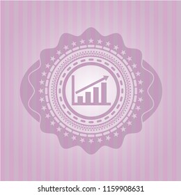 growth chart icon inside retro pink emblem