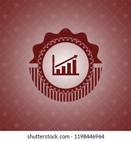 growth chart icon inside retro style red emblem