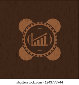growth chart icon inside retro style wood emblem