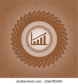 growth chart icon inside retro style wooden emblem