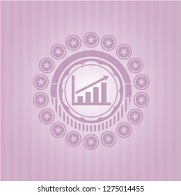 growth chart icon inside retro style pink emblem