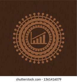 growth chart icon inside retro style wood emblem