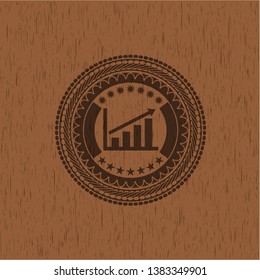 growth chart icon inside retro style wooden emblem