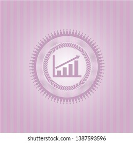 growth chart icon inside retro style pink emblem