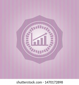 growth chart icon inside retro pink emblem