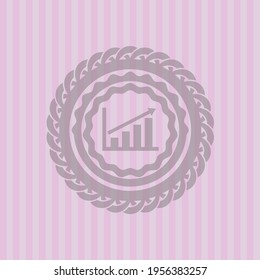 icono de gráfico de crecimiento dentro del emblema rosa de estilo retro. Diseño detallado. 