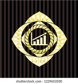 growth chart icon inside shiny emblem