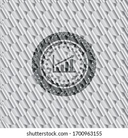 growth chart icon inside shiny silver badge. Scales pattern. Vector Illustration. Detailed.