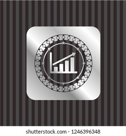 growth chart icon inside silver shiny emblem