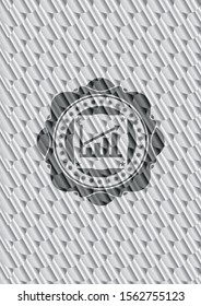 growth chart icon inside silver color badge or emblem. Scales pattern. Vector Illustration. Detailed.