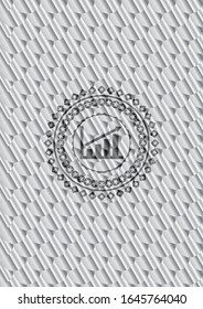 growth chart icon inside silver color badge. Scales pattern. Vector Illustration. Detailed.
