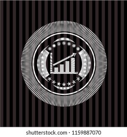growth chart icon inside silvery emblem or badge