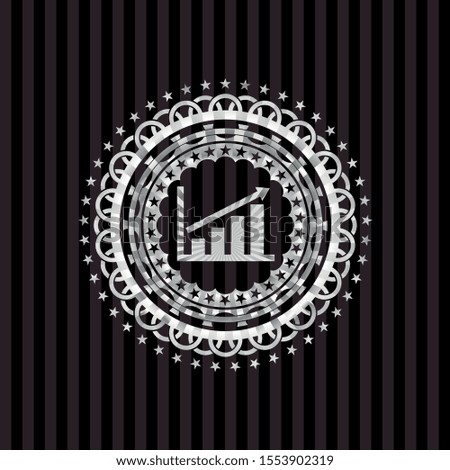 growth chart icon inside silvery emblem or badge