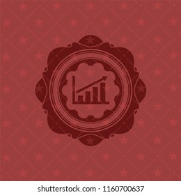 growth chart icon inside vintage red emblem