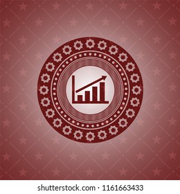 growth chart icon inside vintage red emblem