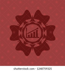 growth chart icon inside vintage red emblem