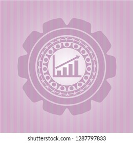 growth chart icon inside vintage pink emblem