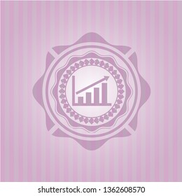 growth chart icon inside vintage pink emblem