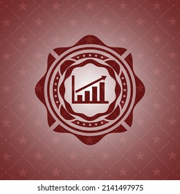 growth chart icon inside vintage red emblem. 