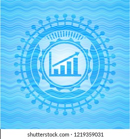 growth chart icon inside water concept badge.