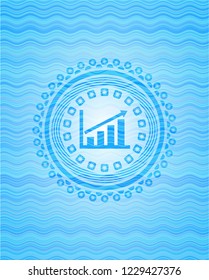 growth chart icon inside water wave concept badge background.
