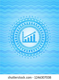 growth chart icon inside water concept style badge.