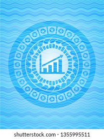 growth chart icon inside water representation style badge.