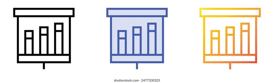 growth chart icon. Linear, Blue Fill and Gradient Style Design Isolated On White Background