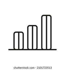 Growth chart icon in linear style, element for presentation, business report, progress diagram. Vector Illustration.