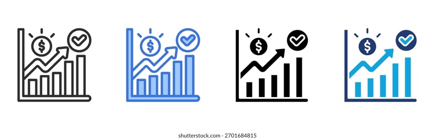Icono de gráfico de crecimiento Ilustración vectorial de estilo múltiple
