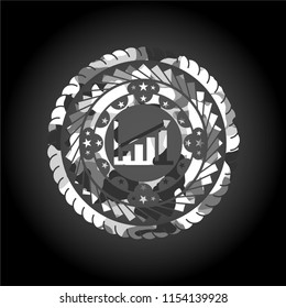 growth chart icon on grey camo texture