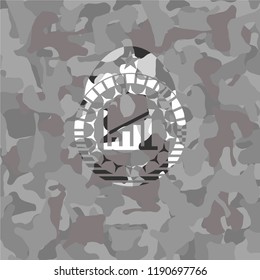 growth chart icon on grey camouflaged pattern