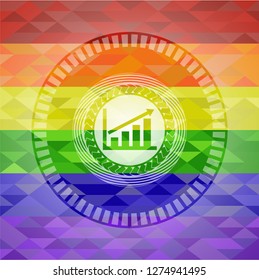 growth chart icon on mosaic background with the colors of the LGBT flag