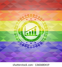 growth chart icon on mosaic background with the colors of the LGBT flag