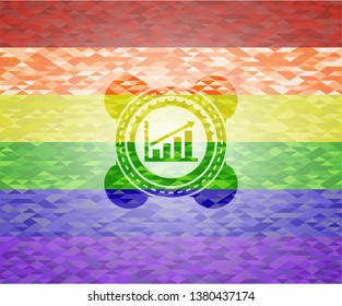 growth chart icon on mosaic background with the colors of the LGBT flag