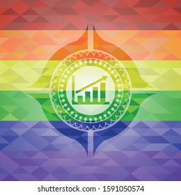 growth chart icon on mosaic background with the colors of the LGBT flag